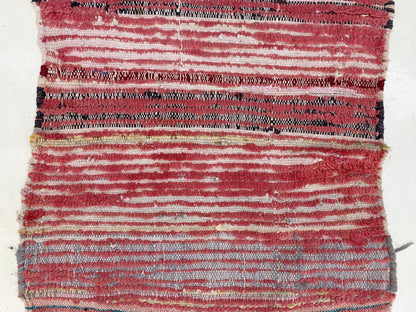 Solid faded red runner rug 3x9 , Moroccan vintage rug runner.
