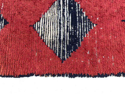 Moroccan Vintage Red Woven Rug Runner 3x7.