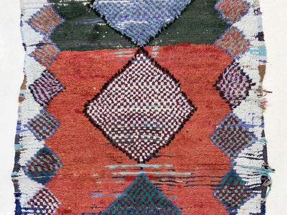 Vintage Diamond Moroccan Runner Rug 3x6.