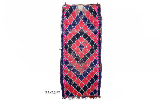 Moroccan Diamond Vintage Runner Rug 3x7.