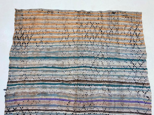 Vintage flat weave area rug 5x8, Moroccan Berber rug.
