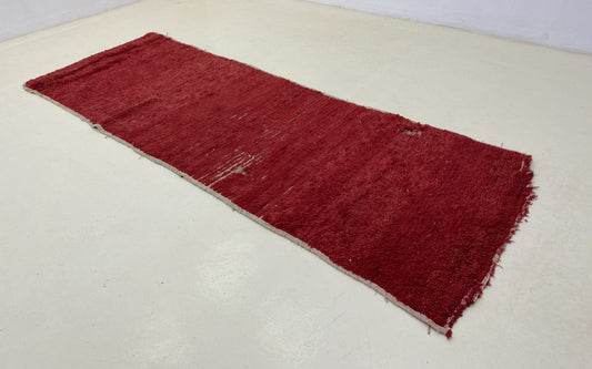 Moroccan wool solid runner rug 3x8 ft.