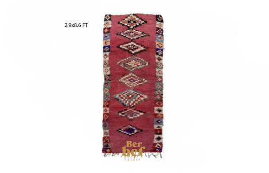 Moroccan runner, Berber soft woven rug runner 3x9 ft.