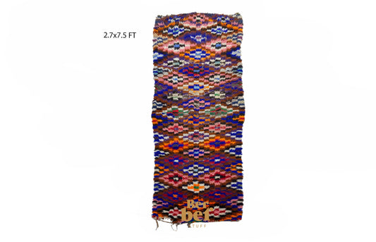 Colorful handwoven Moroccan runner rug 3x8 ft.