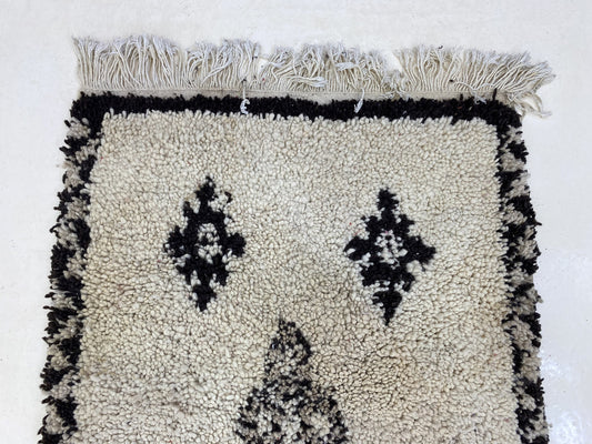 Moroccan woven soft Wool rug runner 3x6 ft.