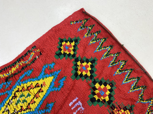 Large Moroccan woven wool area rug 5x12 ft.
