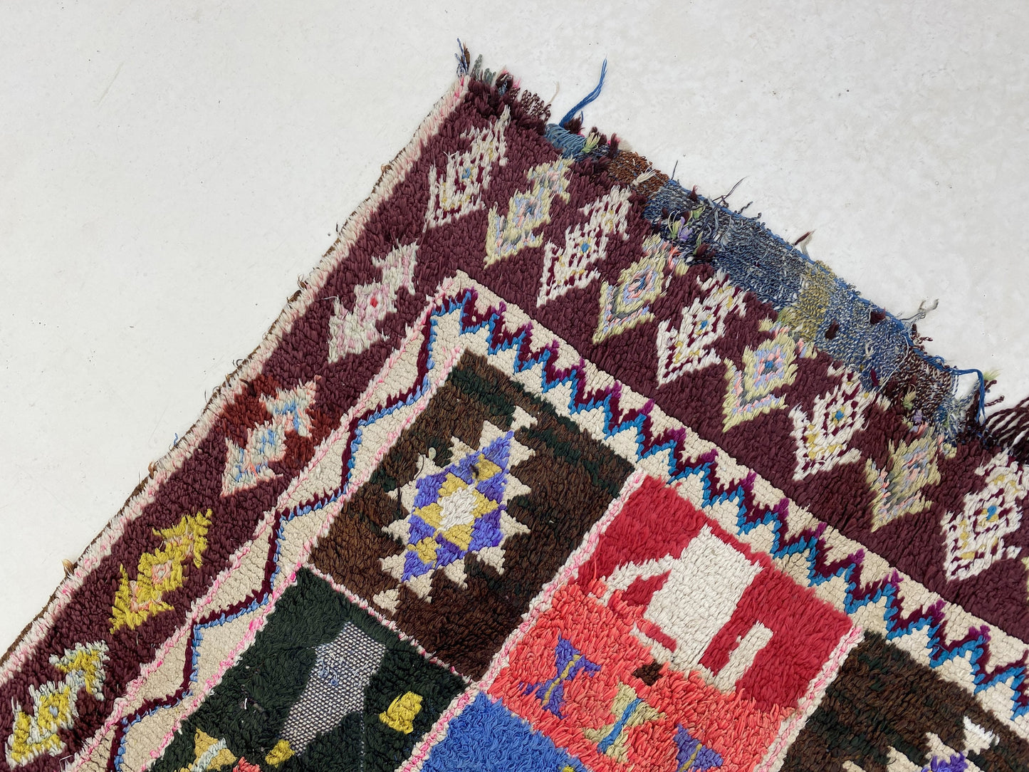 Moroccan colorful vintage runner rug 4x9 ft.