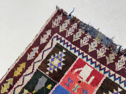 Moroccan colorful vintage runner rug 4x9 ft.