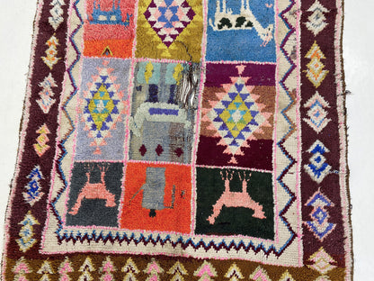Moroccan colorful vintage runner rug 4x9 ft.
