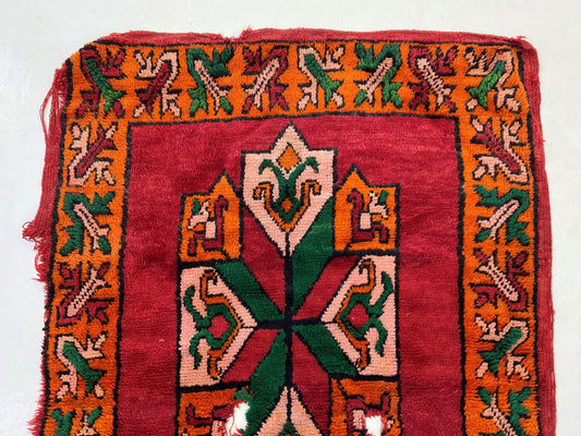 Moroccan colorful rug 4x7, Vintage Berber area rug.