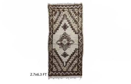 Vintage Moroccan rug 3x6, small Berber area rug.