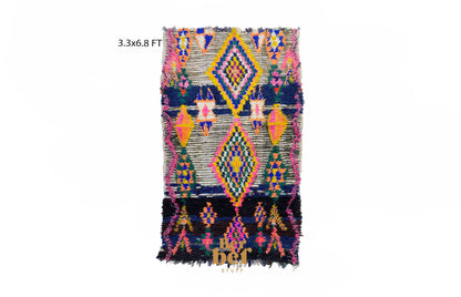 Moroccan handwoven colorful rug runner 3x7 ft.