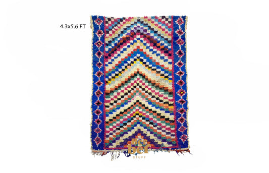 Moroccan colorful boho area rug 4x6 ft.