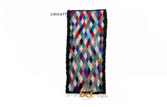 Tribal Moroccan Diamond Runner Rug 3x6.