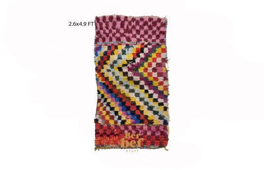 Tapis marocain vintage coloré de petite taille 3x5.