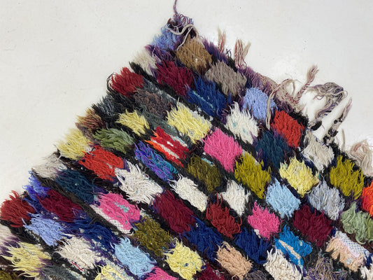 4x7 Colorful Moroccan Woven Grid Area Rug.