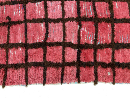 3x6 Moroccan Black And Red Grid Runner Rug.