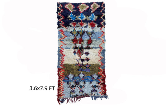 4x8 Moroccan vintage area rug, abstract colorful rugs.