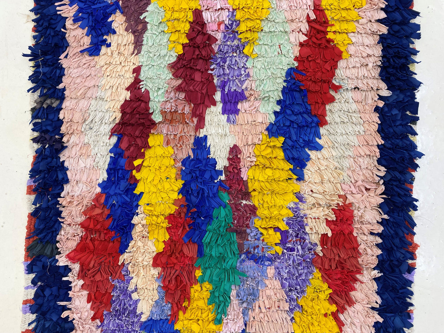 3x9 Narrow Moroccan runner rug, Vintage diamond colorful rugs runner.