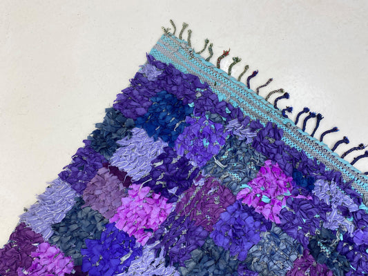 Narrow colorful  3x8 rug runner, Checkered Berber runner rug.