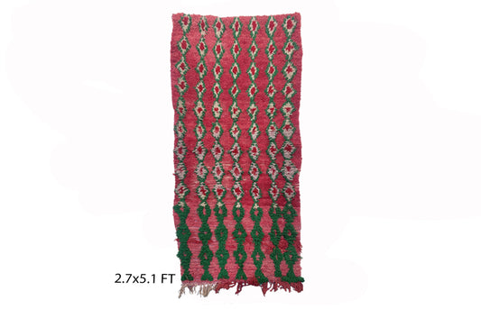 Small colorful Vintage rug 3x5, Moroccan Diamond rug.