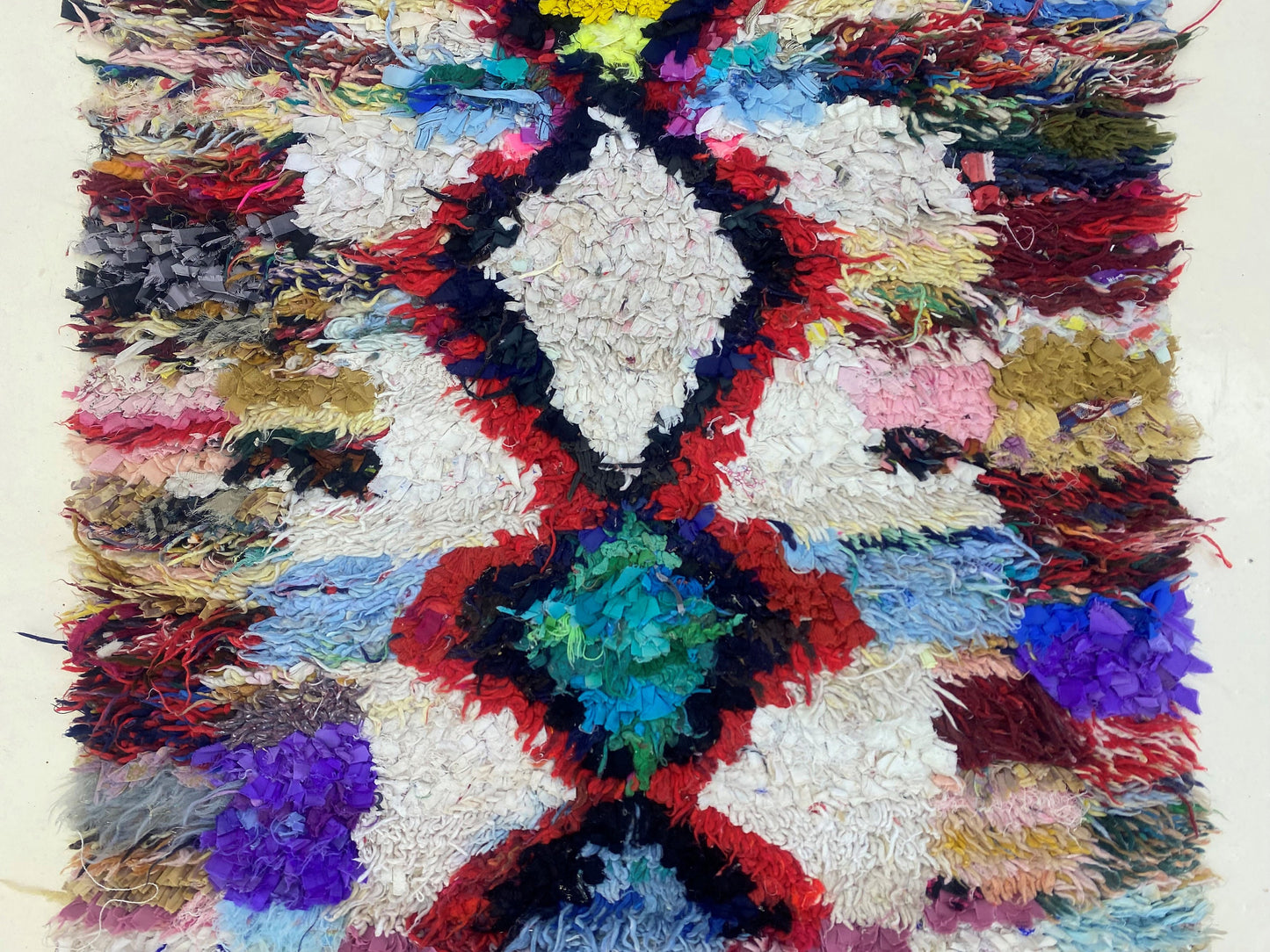 Moroccan vintage runner rug 2.5x6, Berber colorful runner rug.