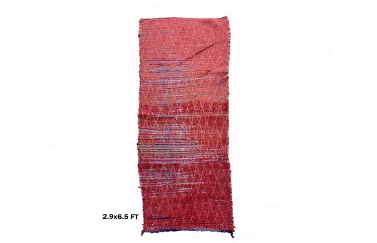 Moroccan runner, Berber vintage grid runner rug 3x6.5.