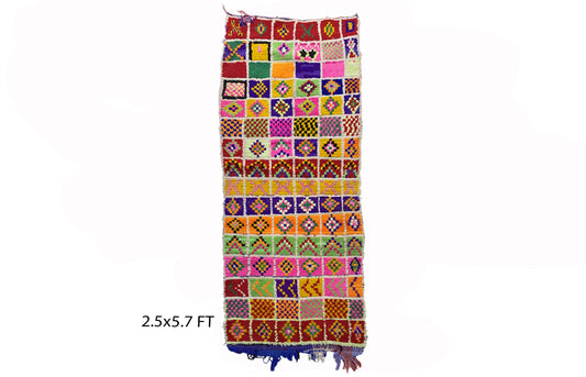 2.5x6 Moroccan  colorful rug runner, small bathroom runner rug.