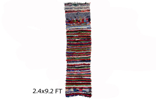 Narrow colorful striped rug runner,narrow Moroccan 2x9 runner rug.