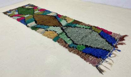 Moroccan diamond 3x9 runner rugs, Long colorful rug runner.