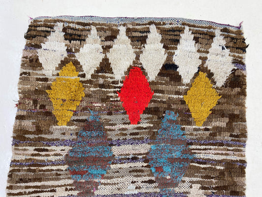 Diamond rug runner, Moroccan Vintage runner rug 3x7.