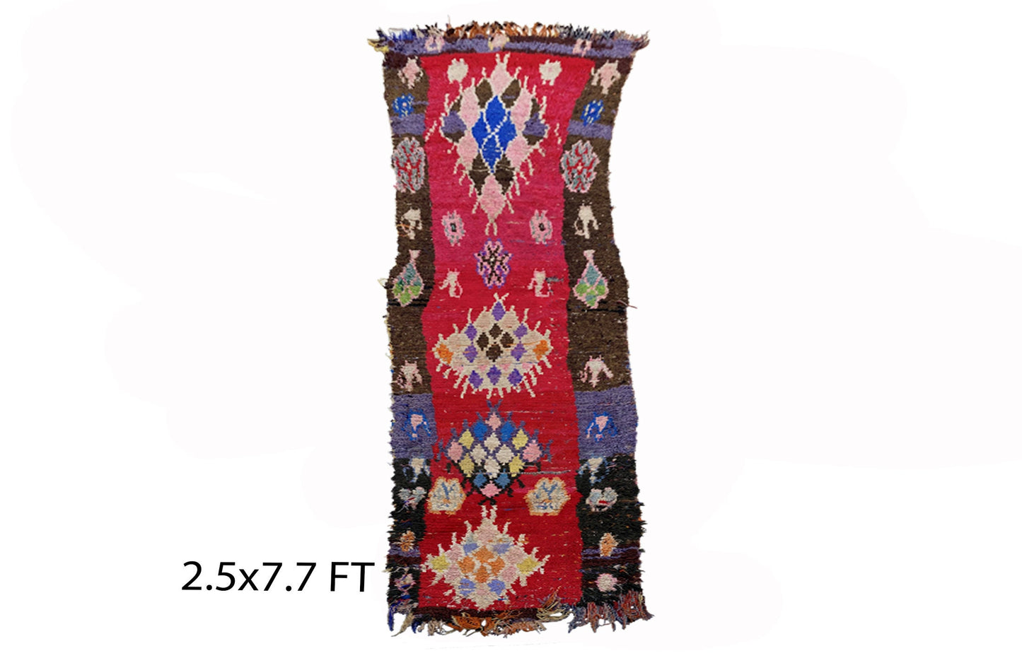 Tapis de couloir vintage marocain 2,5x8, long tapis berbère unique.