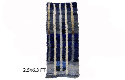 Tapis de couloir tissé marocain 2,5x6, tapis de couloir berbère vintage.