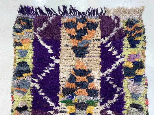 Berber Moroccan 3x7 runner rug, Long colorful rug runner.