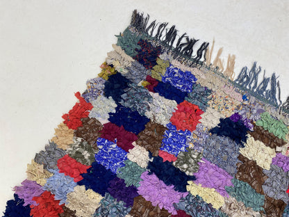 3x9 Vintage Colorful runner rug, Moroccan Berber rug runner.