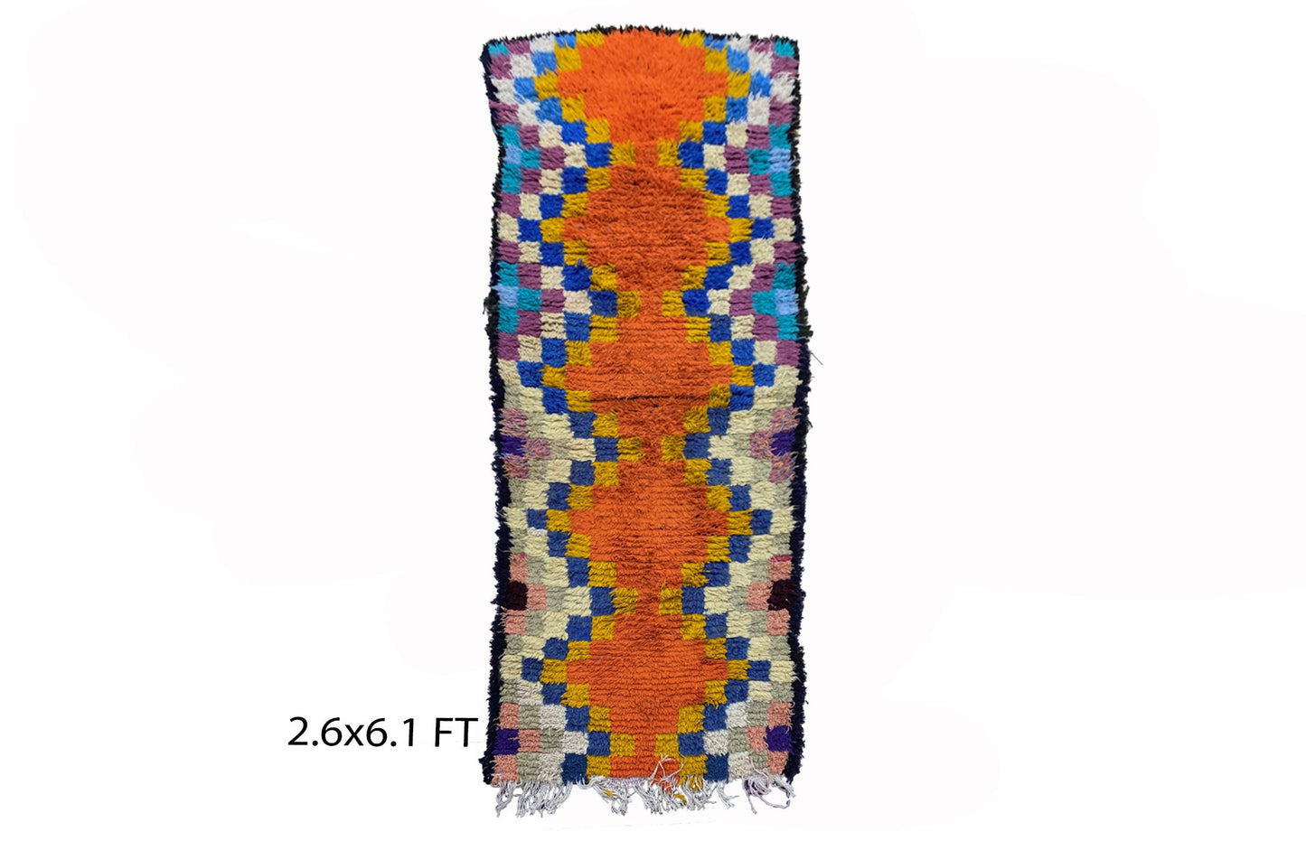 Berber Moroccan 3x6 rug runner, small colorful runner rug.