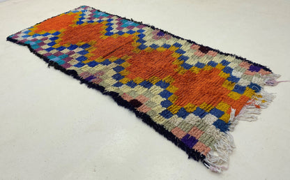 Berber Moroccan 3x6 rug runner, small colorful runner rug.