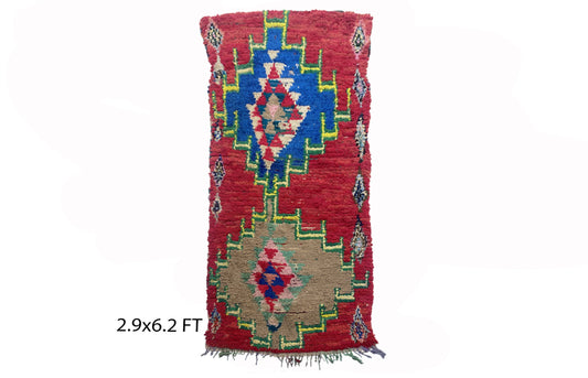 Small Moroccan vintage 3x6 rug, Colorful woven area rugs.