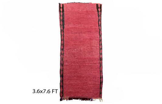 Long Moroccan red rug 8x4, vintage Berber area rugs.