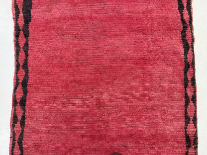 Long Moroccan red rug 8x4, vintage Berber area rugs.