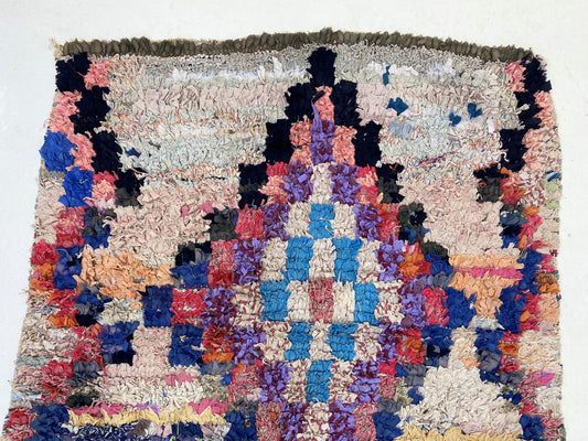 Moroccan colorful rugs 3x7, vintage Berber area rug.