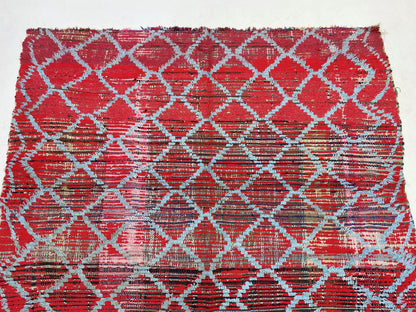 Moroccan grid red area rug 5x6, Vintage Berber red rugs.