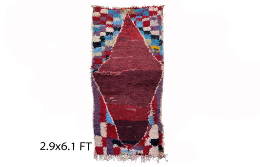 Small Moroccan area rug 3x6, vintage colorful Berber rugs.