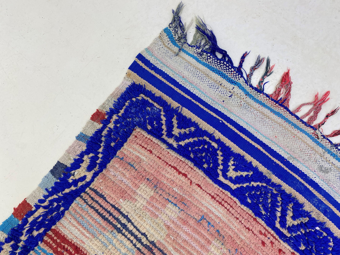 Colorful vintage runner rug 3x8, Long Moroccan rug runner.