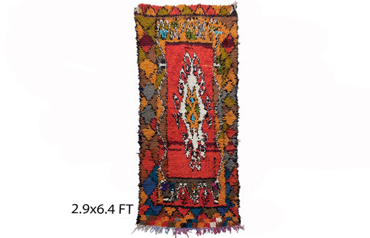 Moroccan colorful rug 3x6, vintage berber area rugs.