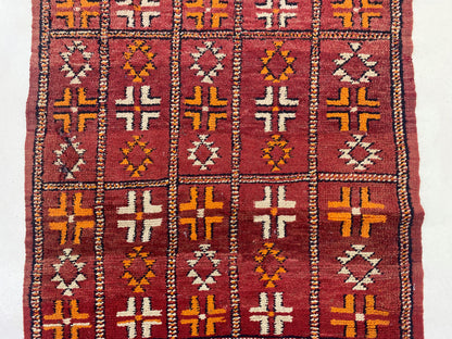 Small Moroccan red rug 3x6, vintage Berber rugs.