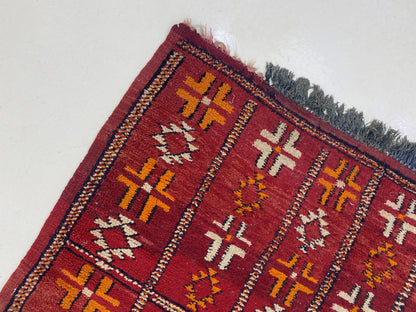 Small Moroccan red rug 3x6, vintage Berber rugs.