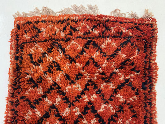 Vintage colorful rug runner 2.5x6, small Moroccan runner rug.