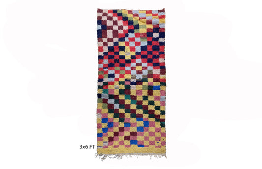 Vintage Moroccan Colorful Runner Rug 3x6.