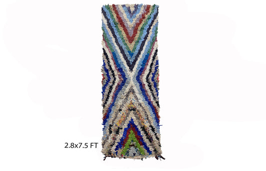 Long Moroccan runner rug 3x8 FT, colorful Berber rug runner.